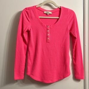 LOFT Waffle Knit Henley Top XXSP